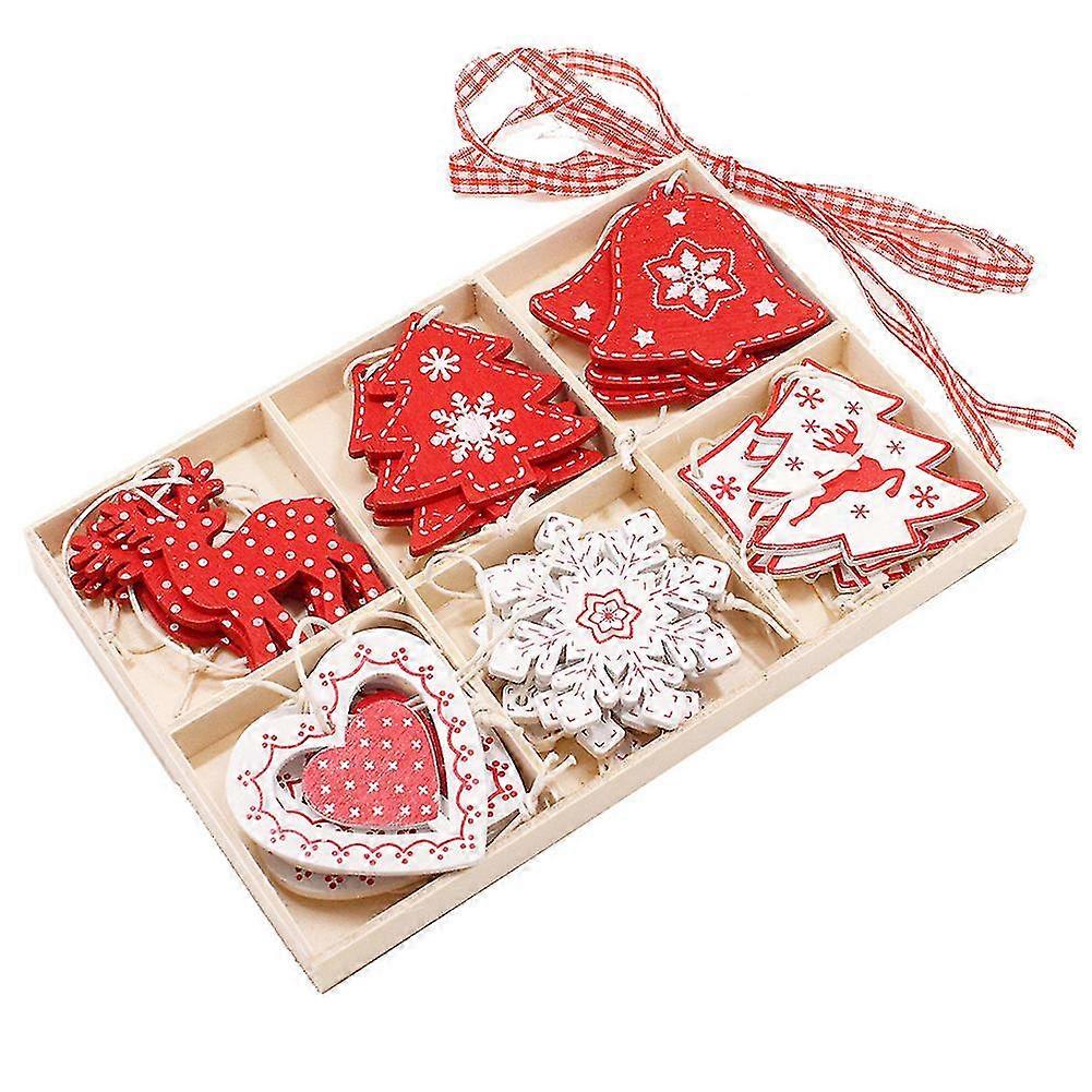 24pcs/set Elk Tree Pendant Home Xmas Hanging Decor