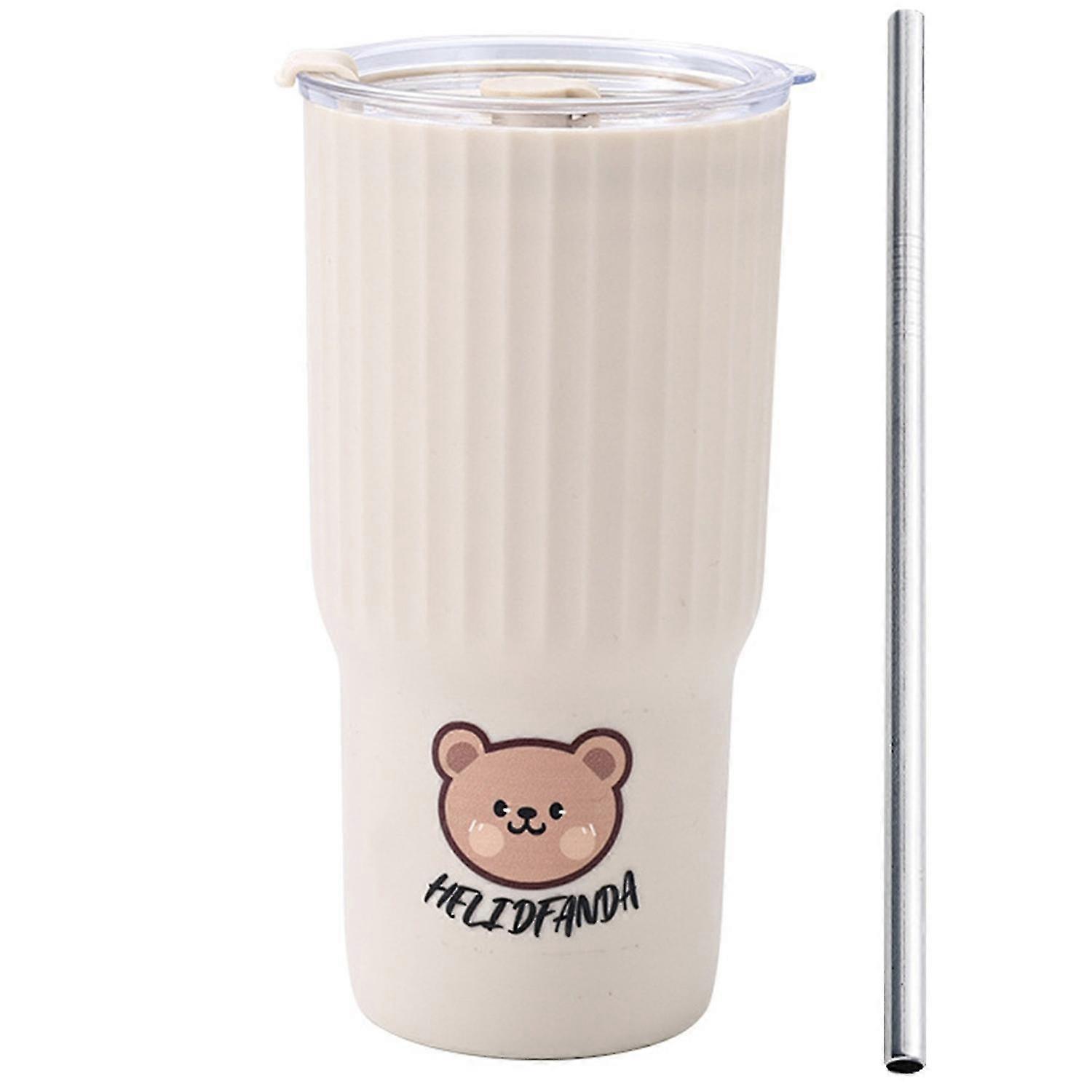 650ml Drinking Cup Sealed Portable Safe Leak-proof Small Bear Double Drinking Cup School Supply