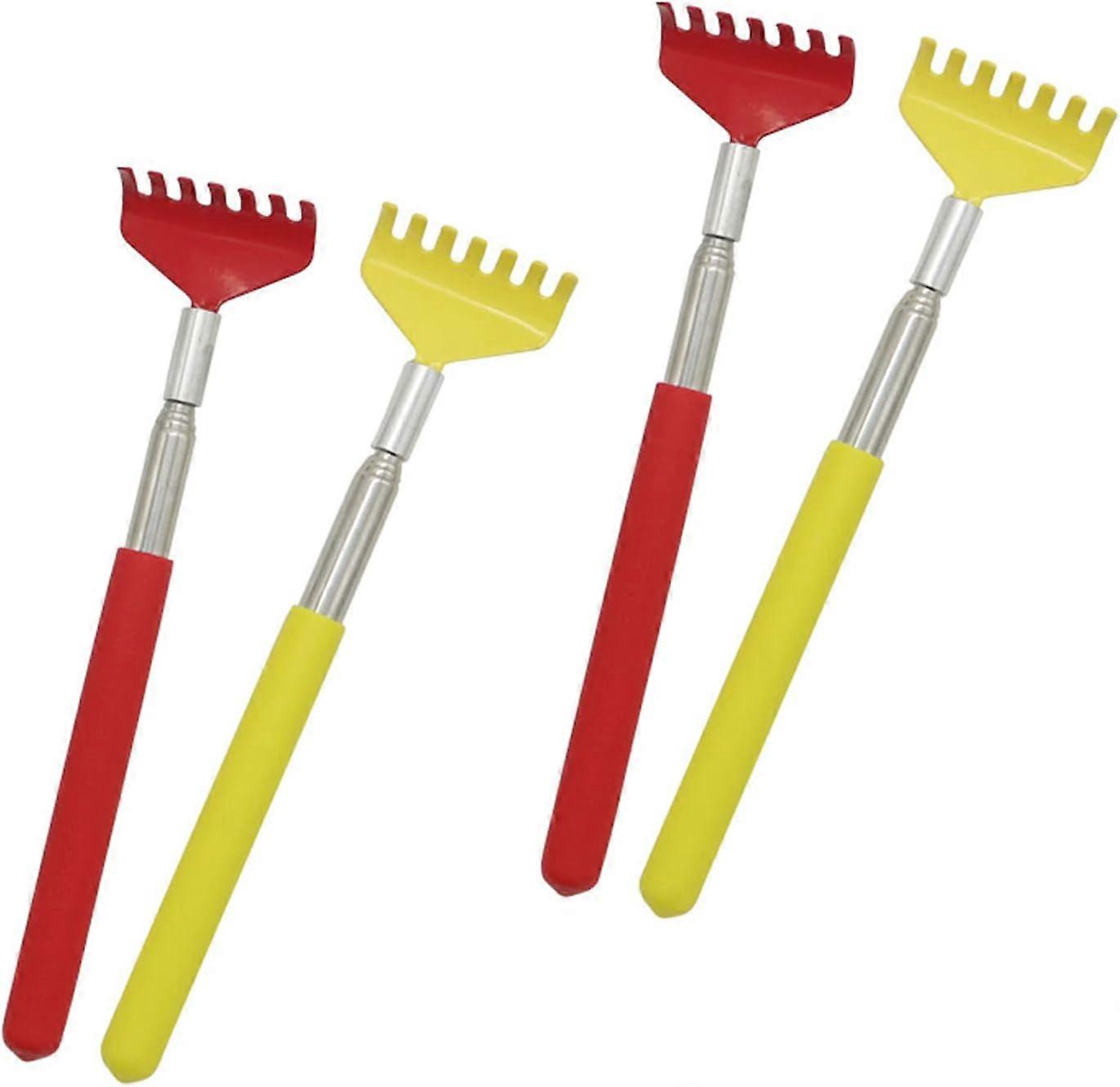 4 Pcs Back Scratchers Extendable Back Scratcher with Telescopic Handles Portable Hand Claw Back Scratchers for Head Back and Legs Scratching (Color Ra
