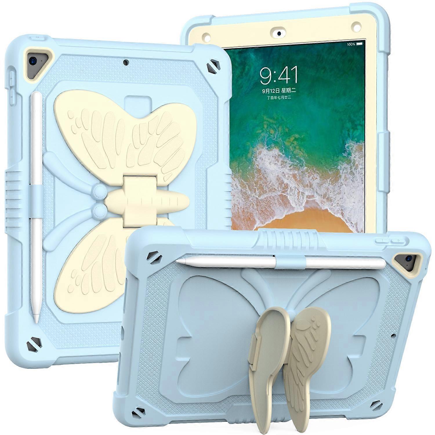 Butterfly element thickened shockproof iPad 10.2 "protective case (blueExcluding iPad), 9th generation protective case, 8th generation protective case