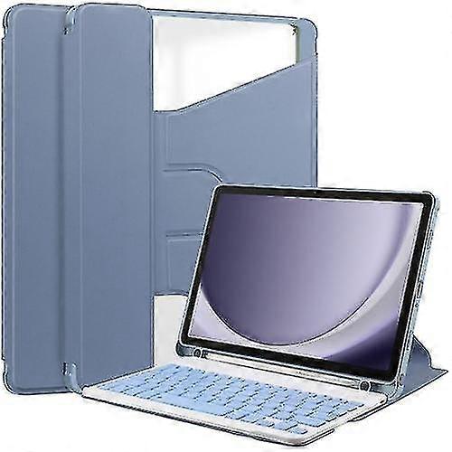 compatible avec Samsung Galaxy Tab A9+ Étui en cuir intelligent transparent à rotation à 360° avec clavier