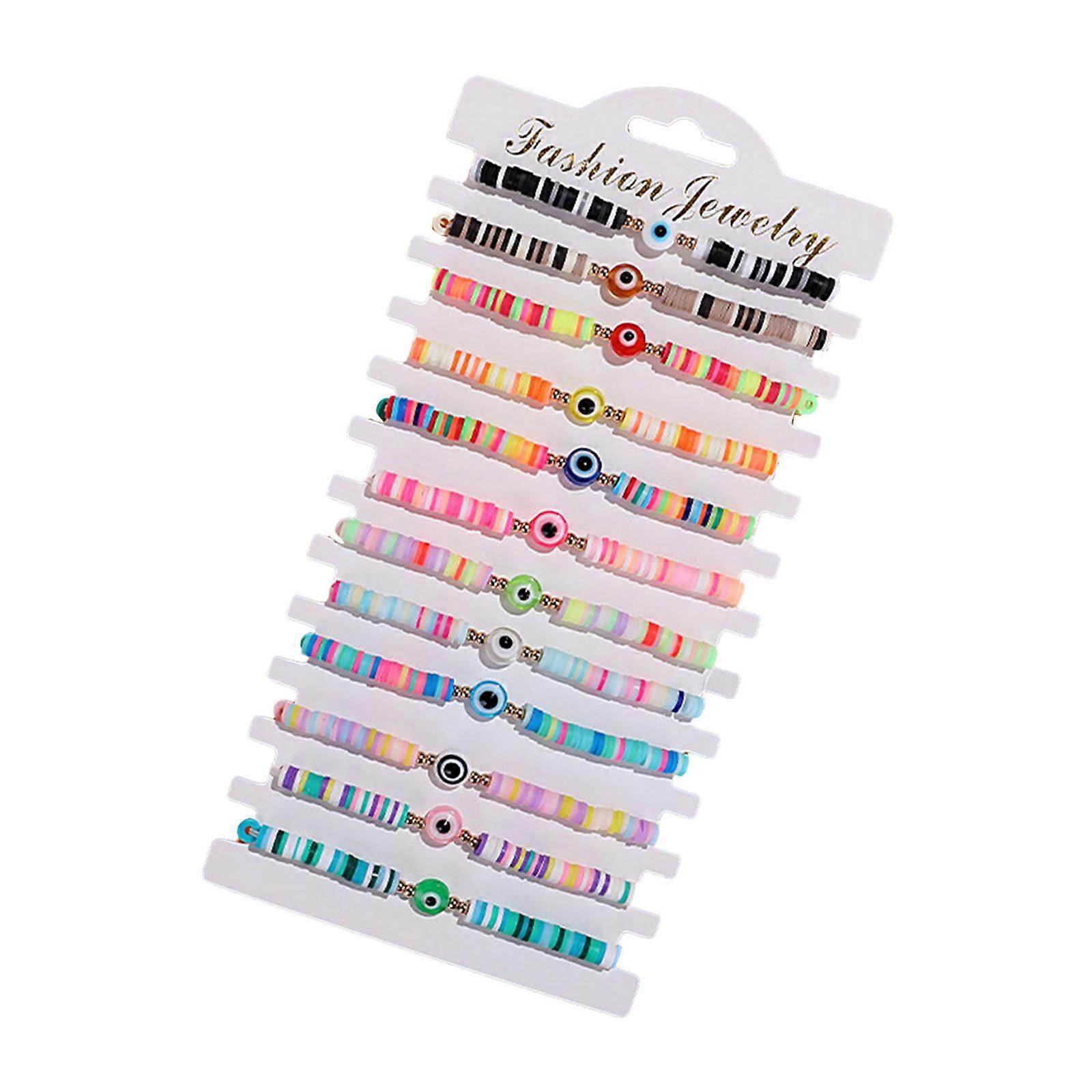 Rainbow Devil's Eye Bracelet 12 Colors Solid Color Soft Pottery Beaded Bracelets