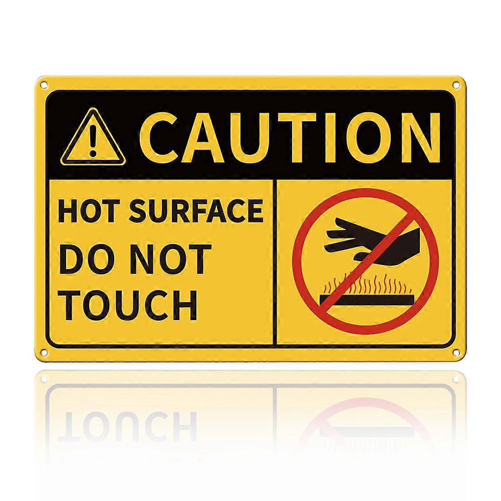 UV Protected & Waterproof Aluminum Warning Signs CAUTION HOT SURFACE DO NOT TOUCH Yellow 200x300x9mm