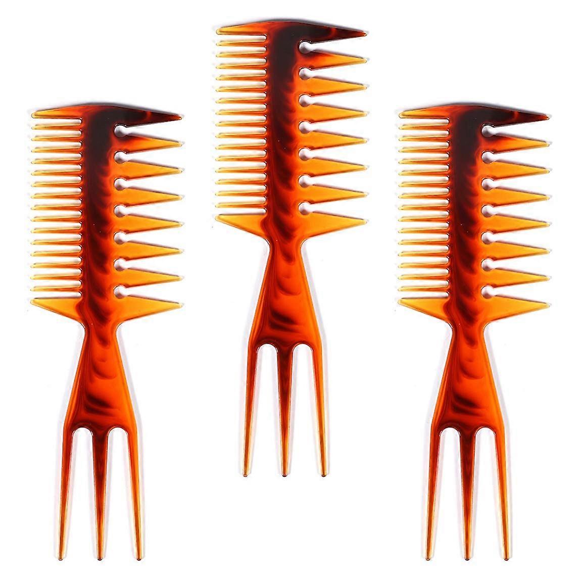 3pcs Fish Comb 3 In 1 Double Side Fish Tail Bone Shape Comb