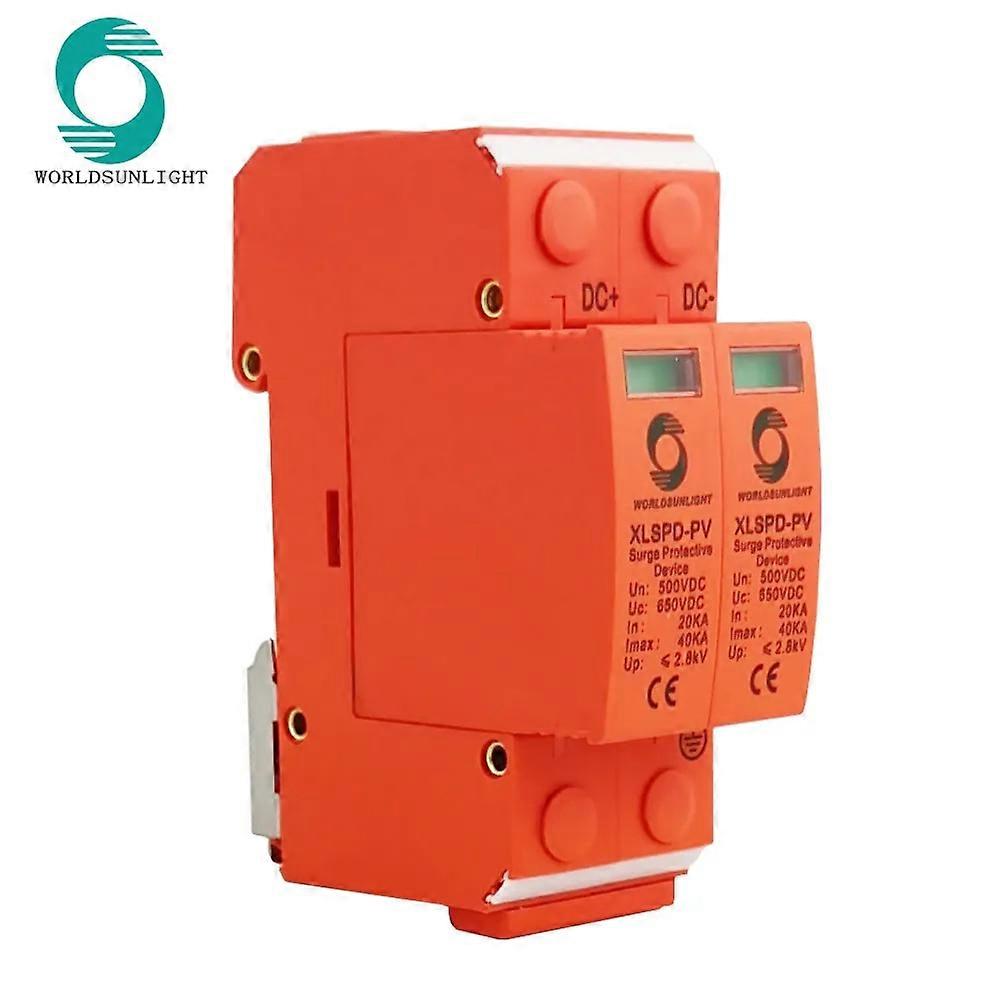Worldsunlight TUV CE SPD DC 2P DC1000V/800V/600V/500V PV 2P 3P 40kA DC Surge Protector for Solar System Protection