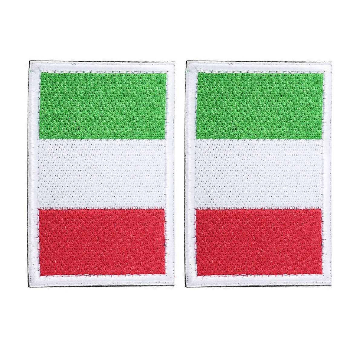 2 قطع العلم الإيطالي تصميم الشريط الذاتي لاصقة لاصقة لاصقة ملصقا التطريز هوك وحلقة الشريط لزجة منصات الظهر يزين شارة الذراع (حافة بيضاء)