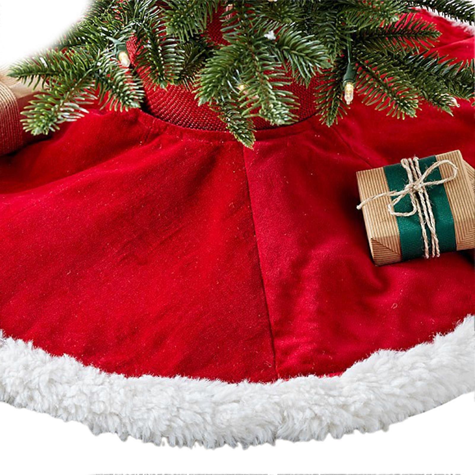 MengXi Christmas Tree Skirt Plush Thicker Soft Comfortable Anti-fade Scene Layout Round Party Decoration Xmas Tree Floor Mat Party Supplies