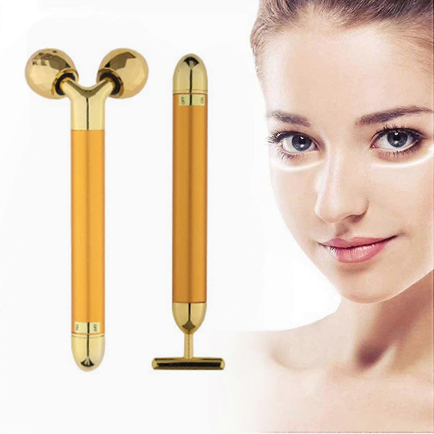 2 In 1 Face Massager Roller Facial Golden Pulse Electric 3d Roller
