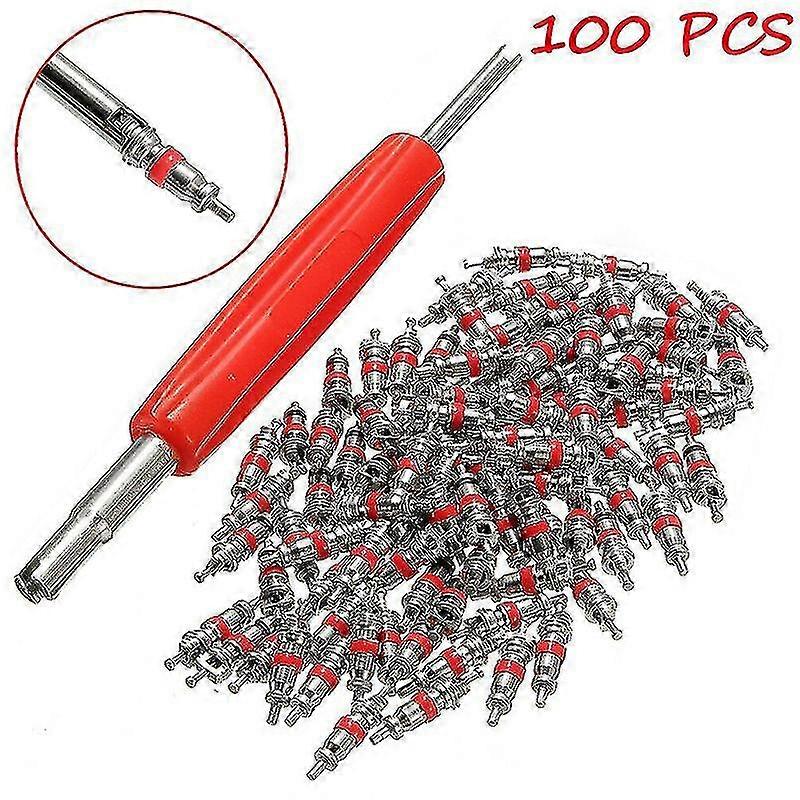 100pcs Car Truck Replacement Tire Tyre Valve Stem Core Part With Wrench