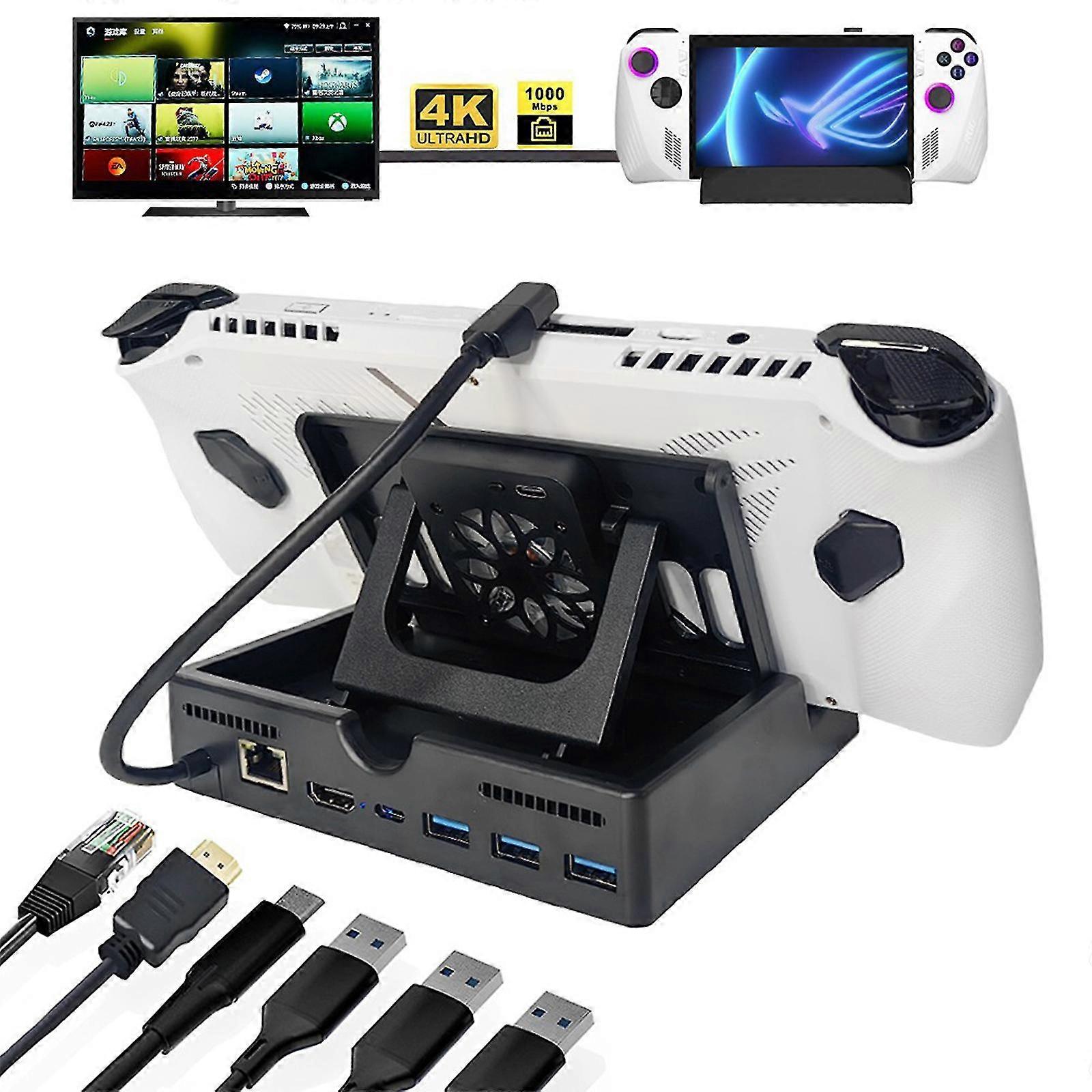 Rog Ally Dock, stacja dokująca 6-w-1 do Rog Alloy z HDMI 4K 60Hz, Gigabit Ethernet, 3 portami USB 3.0