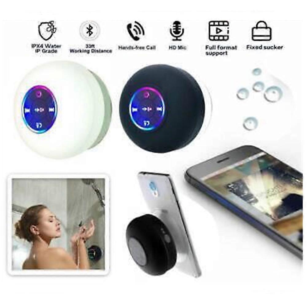 Wireless Shower Speaker Bluetooth 5.0 Speaker Waterproof Mic Mini with Suction