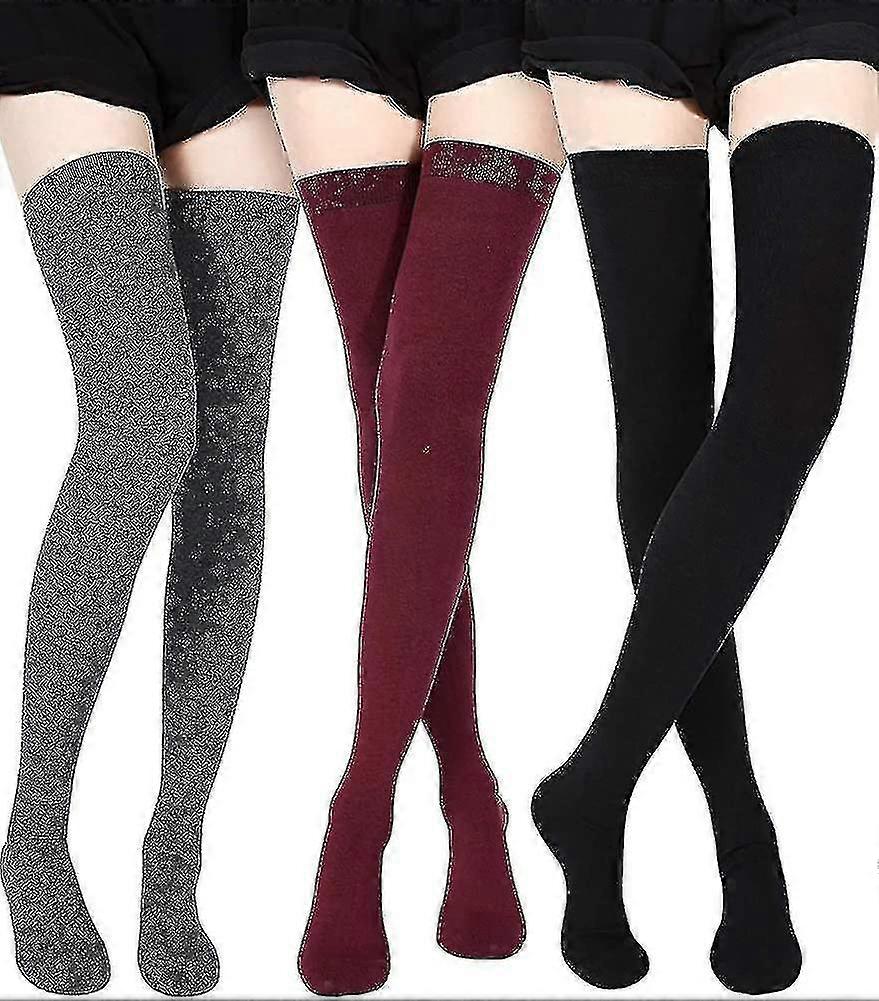 3pairs Extra Long Socks Thigh High Cotton Socks