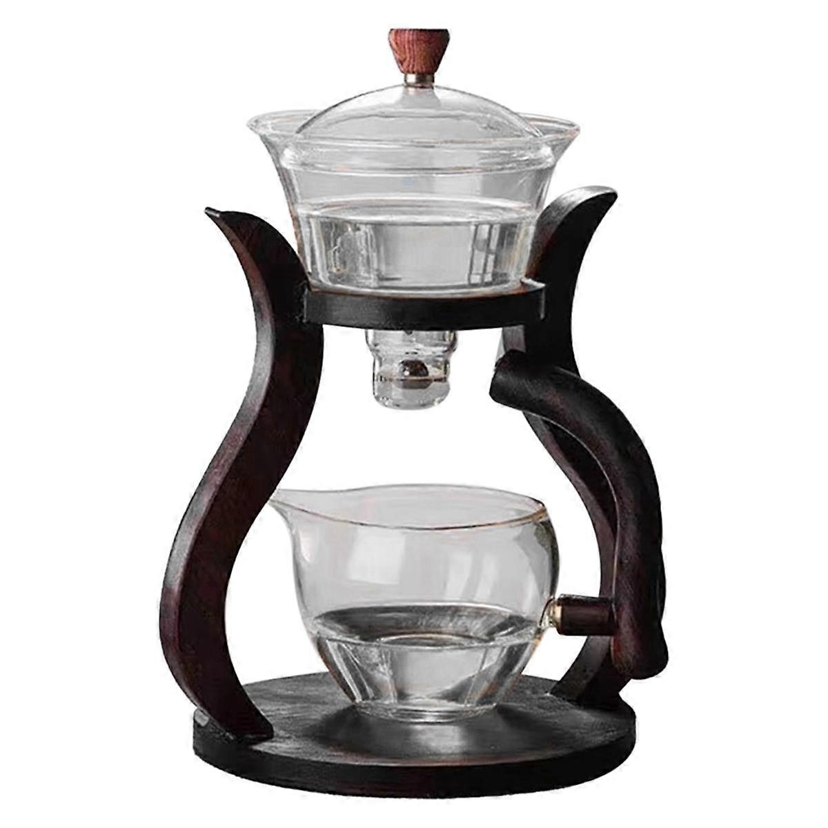 Heat- Glass Tea Set Magnetic Water Separation Rotating Lid Bowl Automatic Tea Maker Lazy Teapot