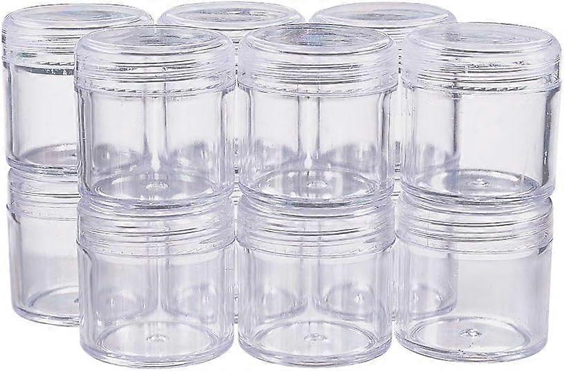 12 Pack 1.7"x1.73" (40ml) Empty Clear Plastic Bead Storage Container jar with Rounded Screw-Top Lids for Beads Nail Art Glitter Make Up Cosmetics and