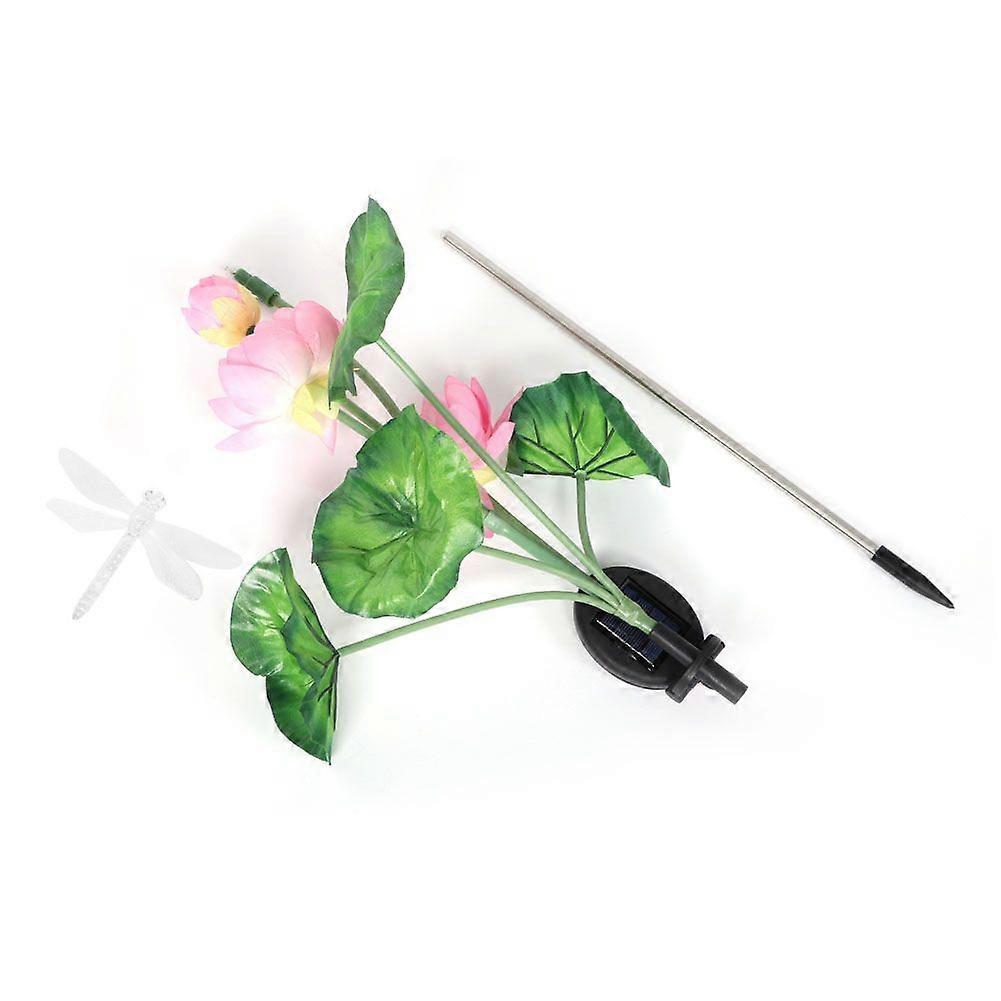 Solar Powered Light Control Lotus Style Colorful LED Lawn Lamp for Garden Courtyard Dragonfly