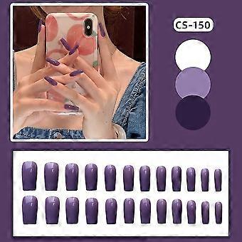 24pcs brilhante roxo profundo unha falsa roxo profundo unha falsa vestível namorada presente
