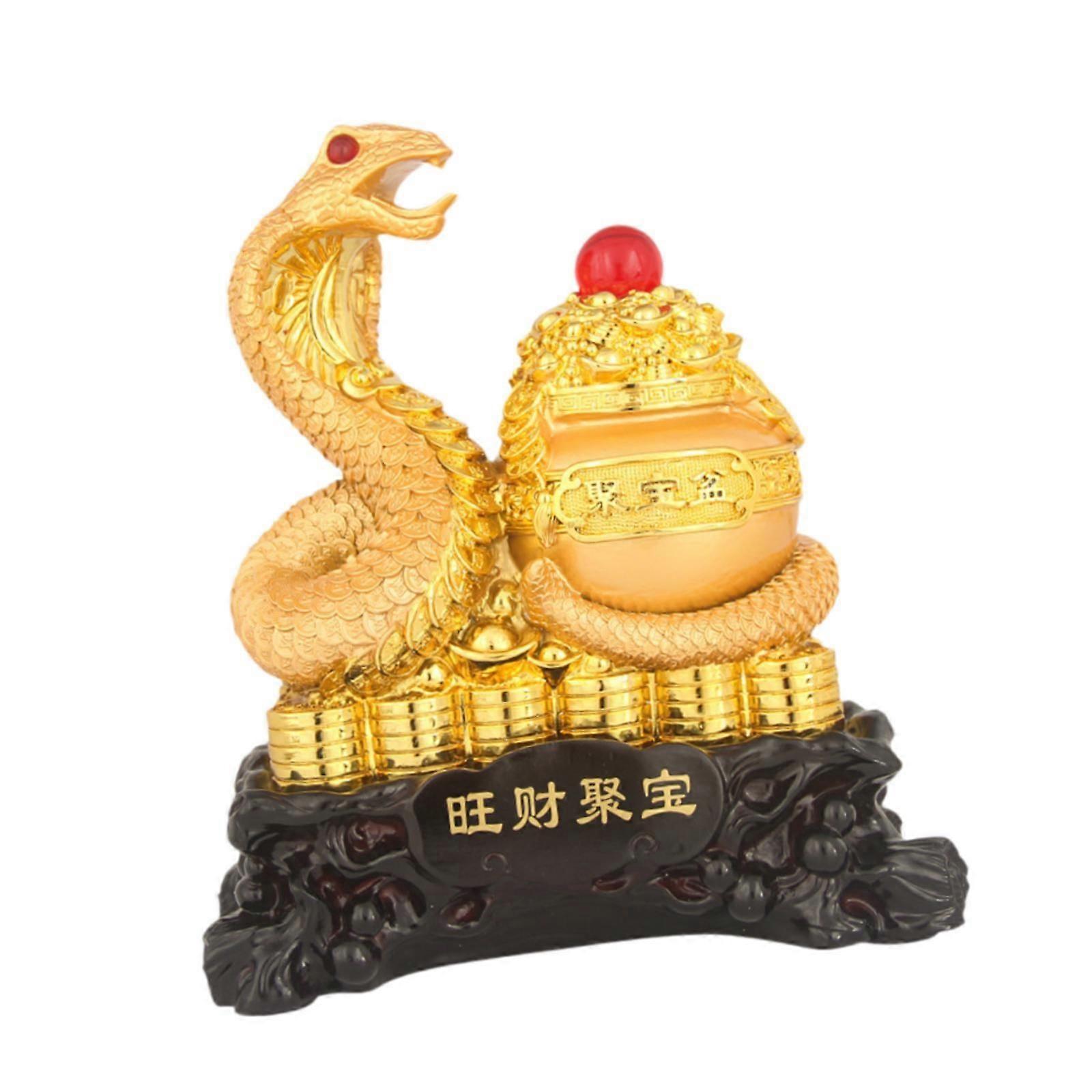 2025 Spring Festival Snake Statue Golden Color for Bookshelf Decor Versatile Size S