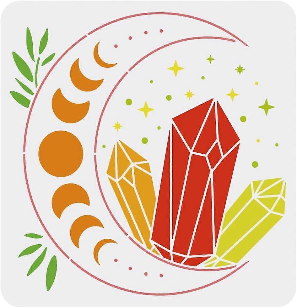 1pc Plastic Reusable Drawing Painting Stencils Templates for Painting on Scrapbook Fabric Tiles Floor Furniture Wood Square Moon Pattern 300x300mm