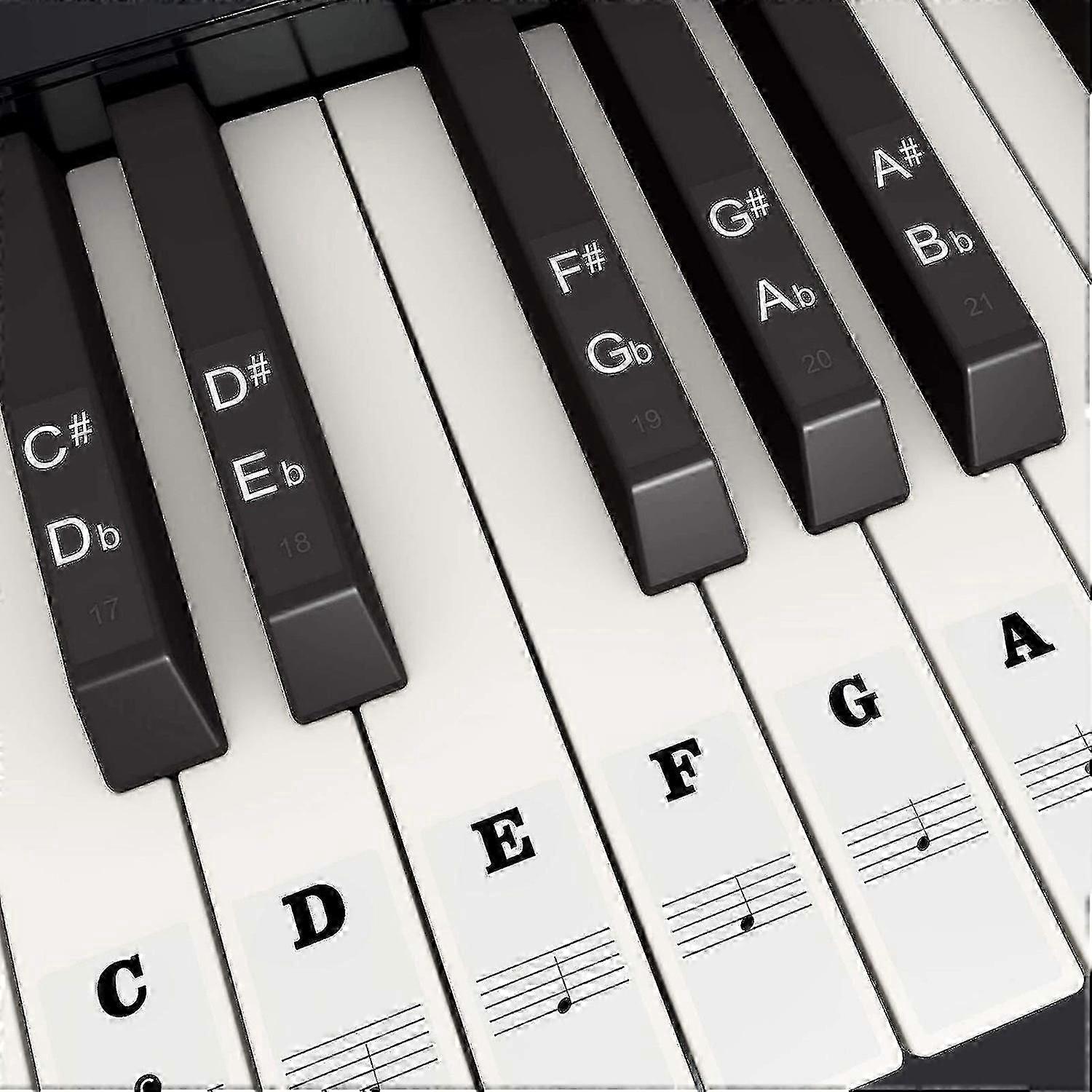 Autocollants De Clavier De Piano Pour 49/54/61/88 Touches Blanches Et Noires, Musique Clavier De Piano Électronique Note S -ZY