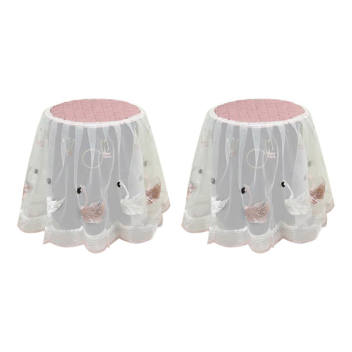 2pcs Oil-Proof Air Fryer Dust Cover Cartoon Lace Fabric 25x25x25cm -Swan