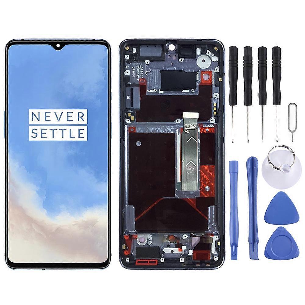For OnePlus 7T HD1901 HD1903 HD1900 HD1905 Digitizer Full Assembly with Frame LCD Screen (Baby Blue)