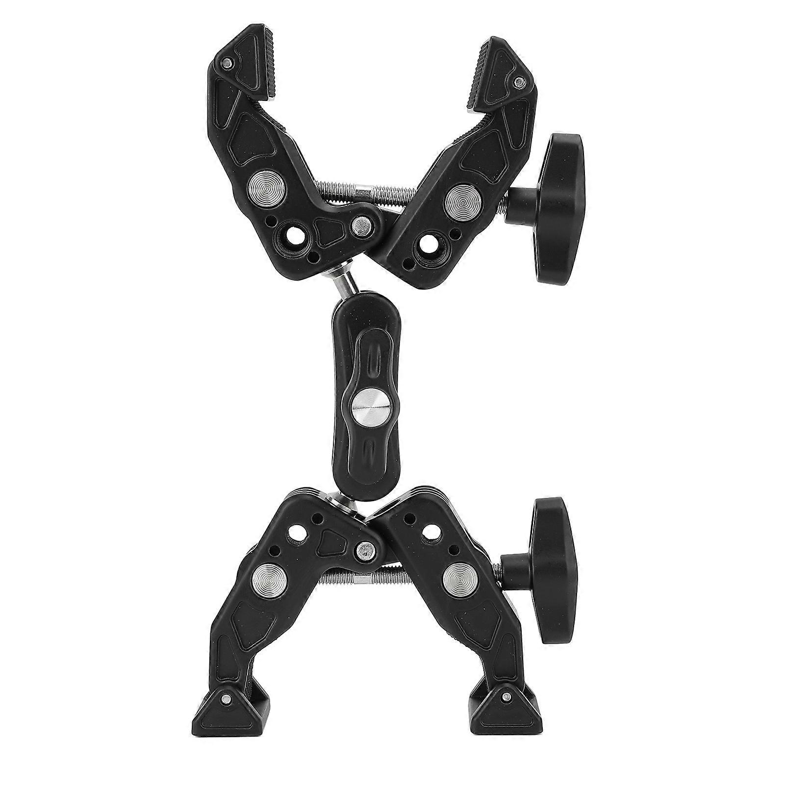 Double Super Clamp Camera Mount Aluminum Alloy Camera Mount Ball Head Clamp Adapter with 1/4 3/8 Inch Interface for Monitor LED Lights