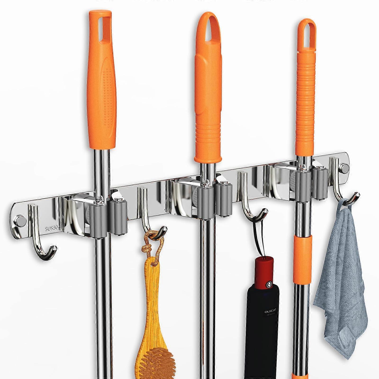 Stainless Steel Kitchen Cabinet Organizer with 3 Racks and 4 Hooks for Home, Kitchen, and Garden Use