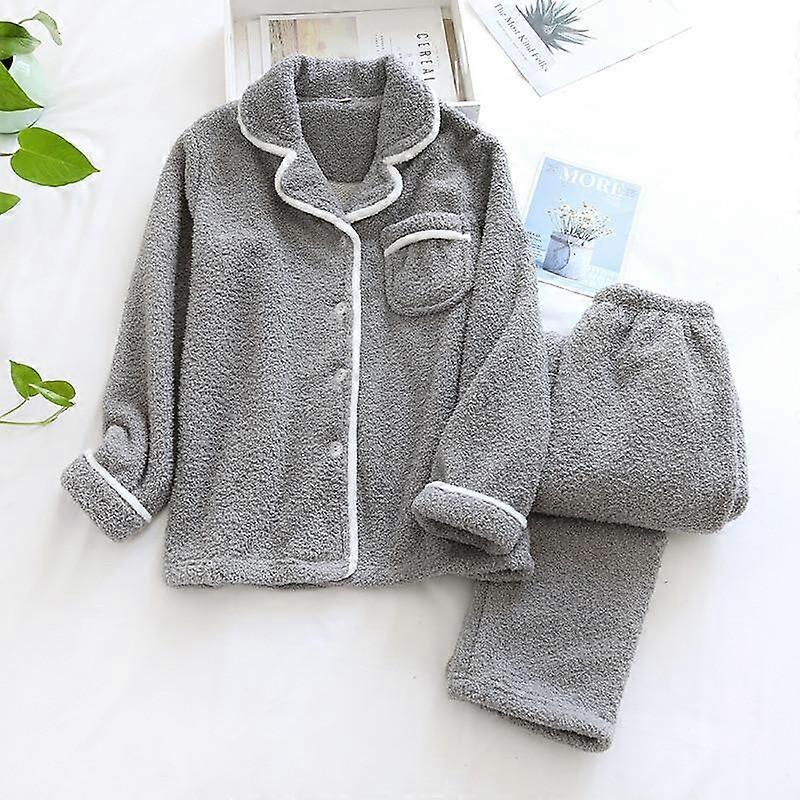 Japanese style autumn and winter new ladies plus size sheep wool warm pajamas suit Shu Mianmao simple home service pijamas women