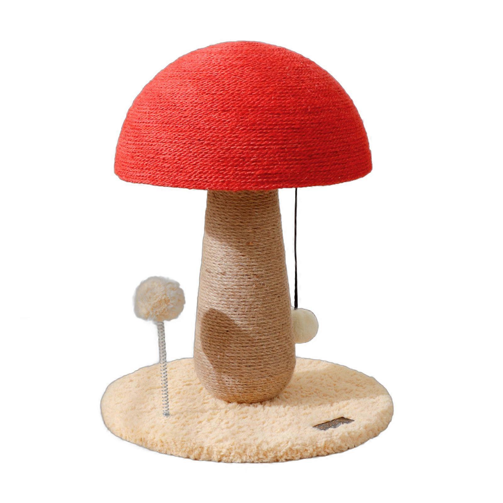 Cats Scratching Post Pet Scratcher Sisal Rope Cats Tree Toy Indoor Scratching Pillars Cats Tree Exercise Mushroom Toy  Red mushroom coffee