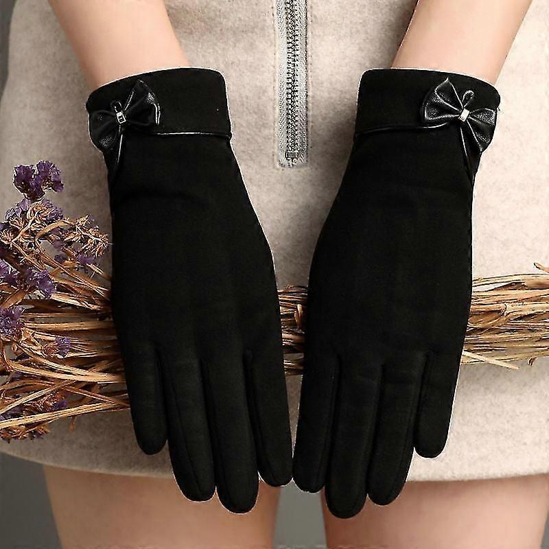 Symbol Rabbit Plush De Suede Bow Touch Screen Warm Outdoor Clothing All-matching Gloves