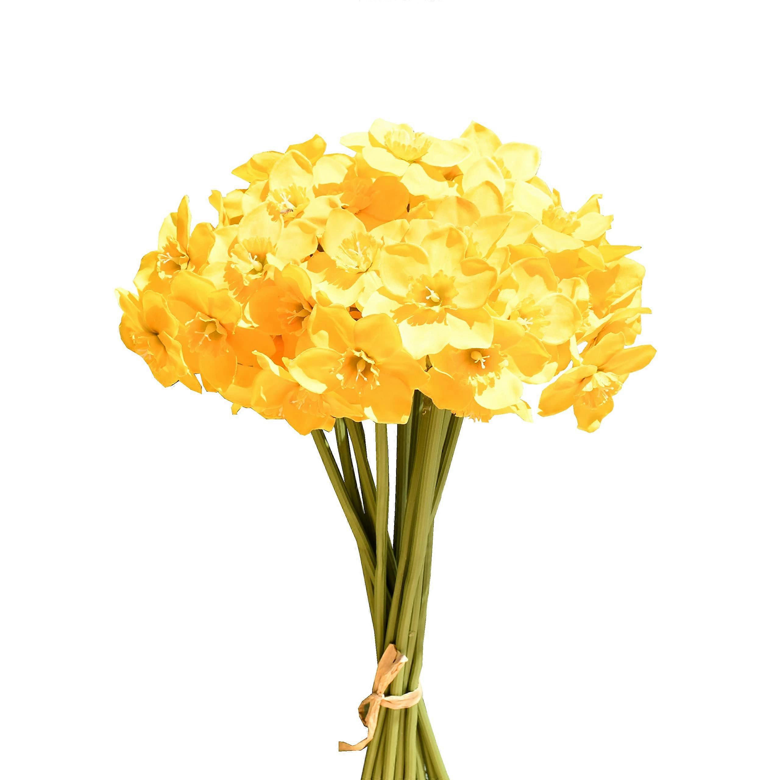 12 pcs Yellow Artificial Daffodils 16" for Mother's Day, Easter, Party, Home Decoration, New Year, Spring