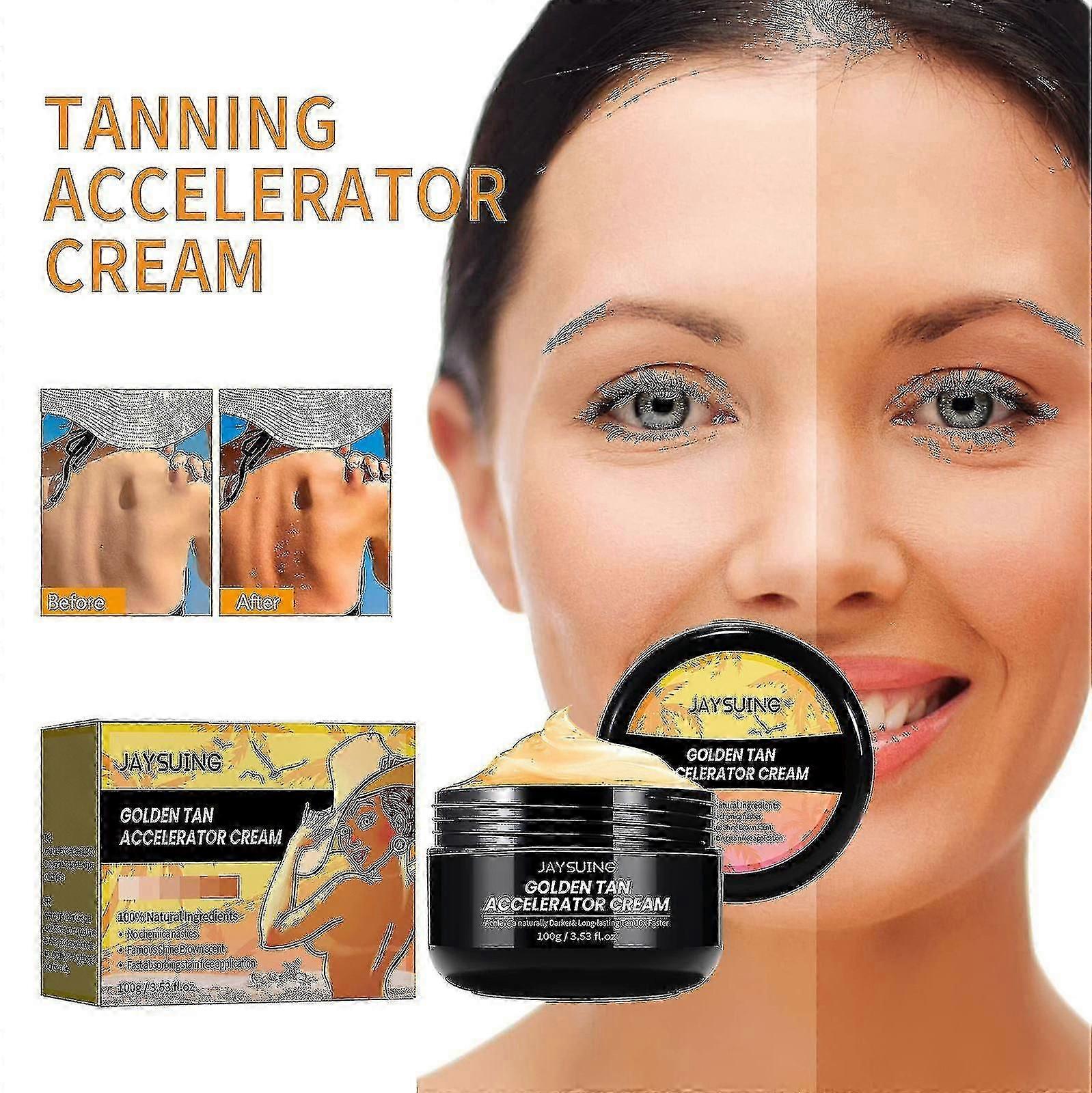 Jaysuing Tanning Cream Beach Sunbathing Sunless Tanning Cream مرطب كريم التسمير غسول وكريم مرطب 1 قطعة | |