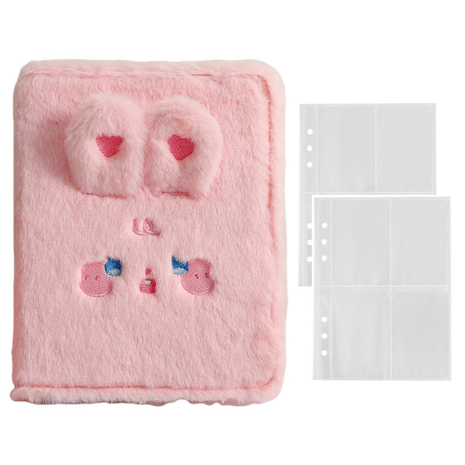 A5 Plush Cartoon Binder with 20 Photo Inner Sleeves Modern Practical Photo Album for Picture Cards Storage