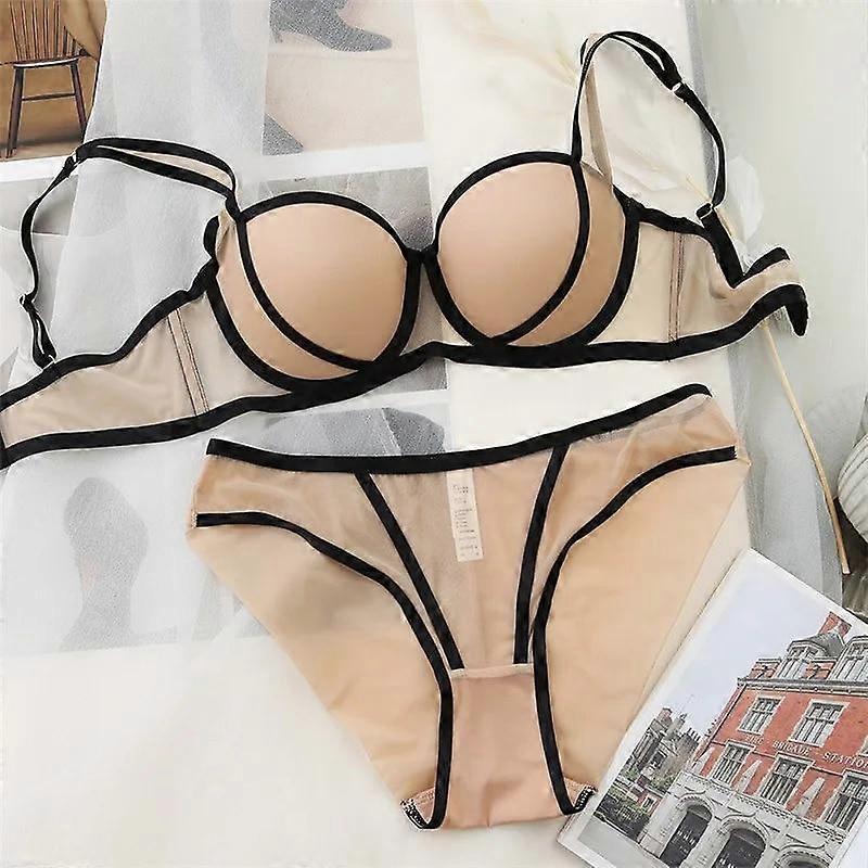 Europe Women's Underwear Set Sexy Bandage Plus Size Bra Comfortable Adjustable Straps Lingerie Black Push Up Bra and Panties Set