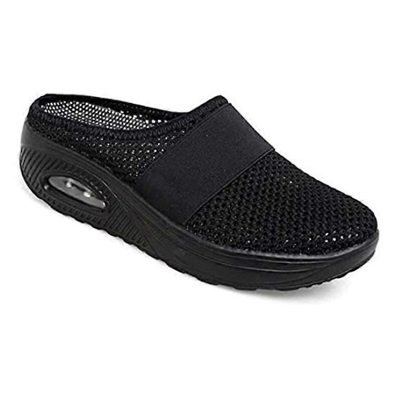 Women's Slip-On Walking Shoes with Air Cushion Shock-proof Mesh Upper Platform Loafers Breathable