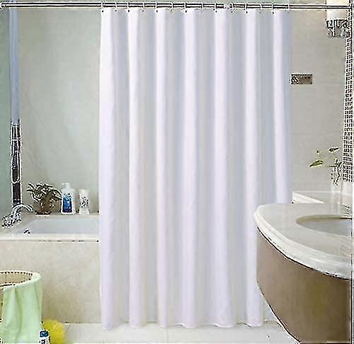 Extra Long White Plain Fabric Shower Curtain - 180 X 220 Cm