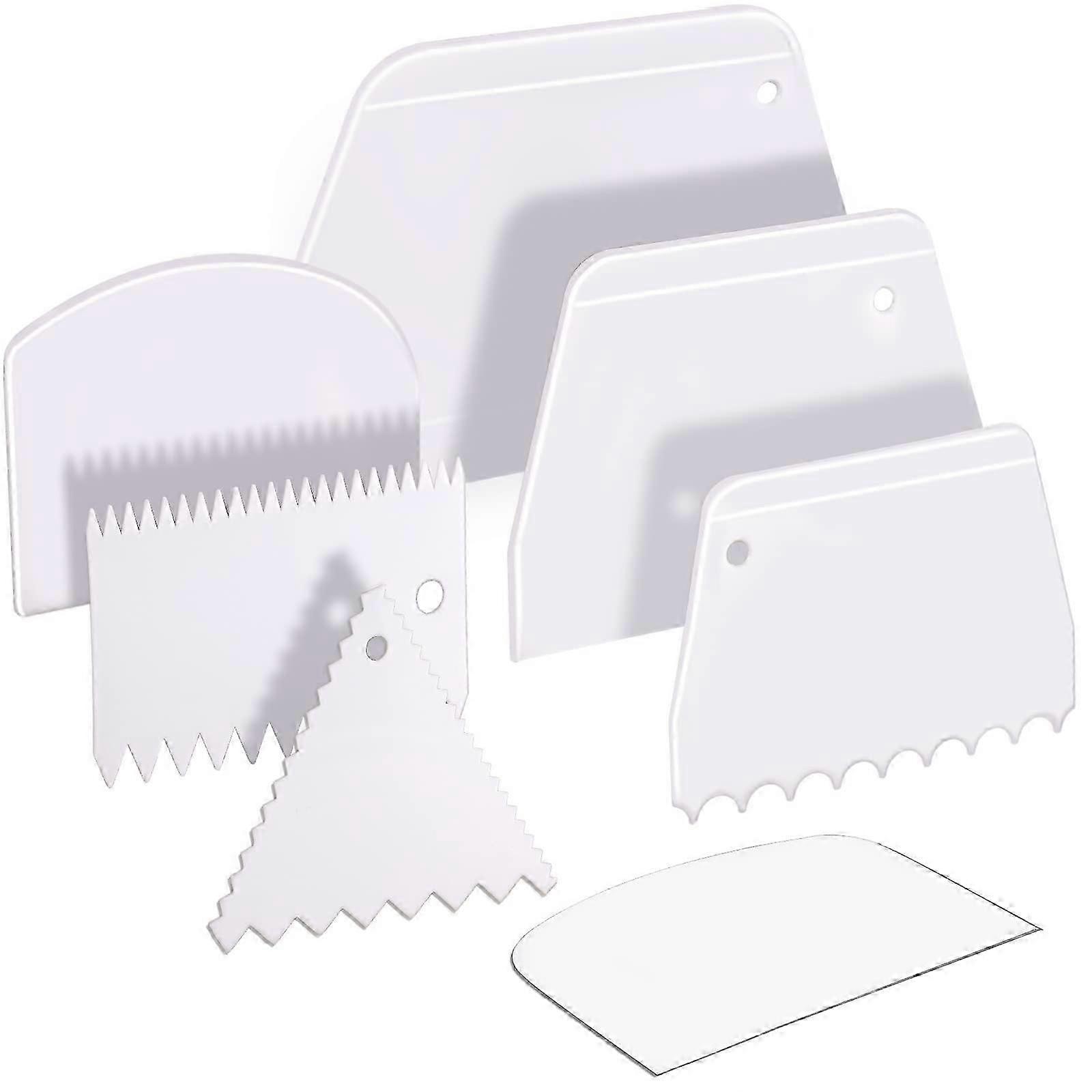 7 Pcs Cake Smoother & Scraper Set - Dough Scraper, Bowl Scraper, Cake Cutter, Spatula, Bench Tool for Decorating