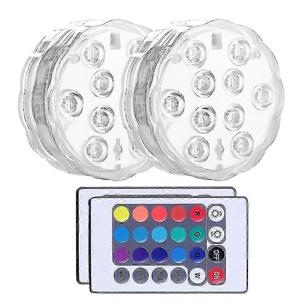 2pcs Remote Control Color Change Led Light Swimming Pool Submersible Lamp Decor Q