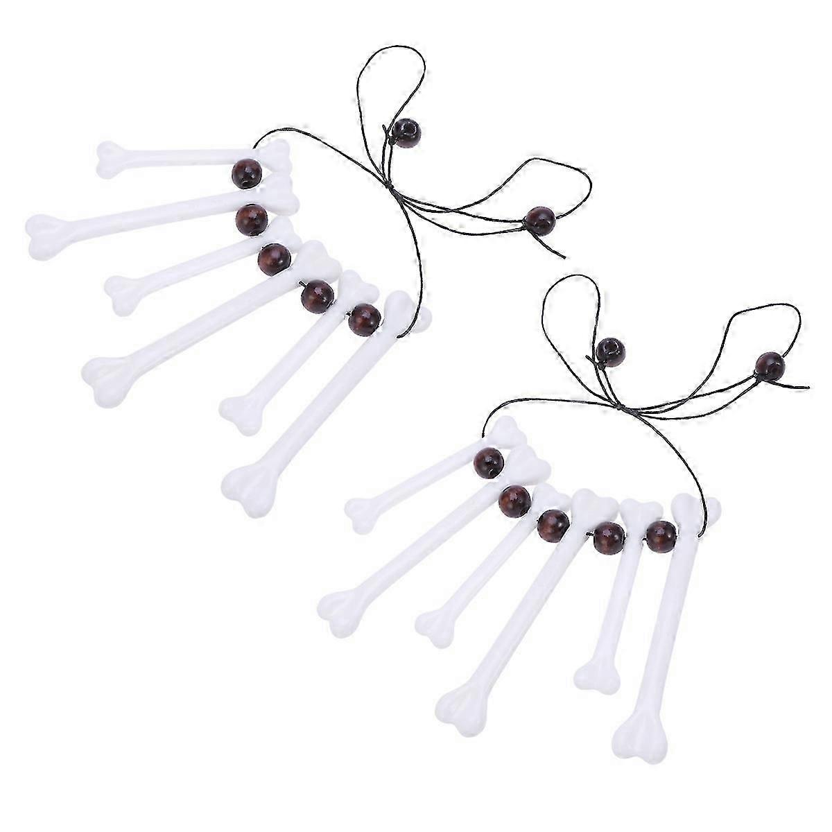 2pcs Halloween Simulation Bone Necklace Unique Creative Plastic Pendant Chain Choker Halloween Gift Indian Costume Decor