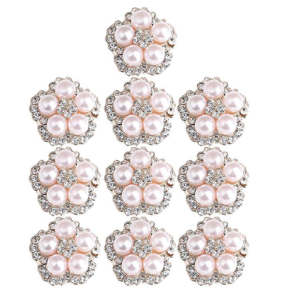 10pcs Pearl Rhinestone Flatback Button Embellishment for Wedding Craft Decor