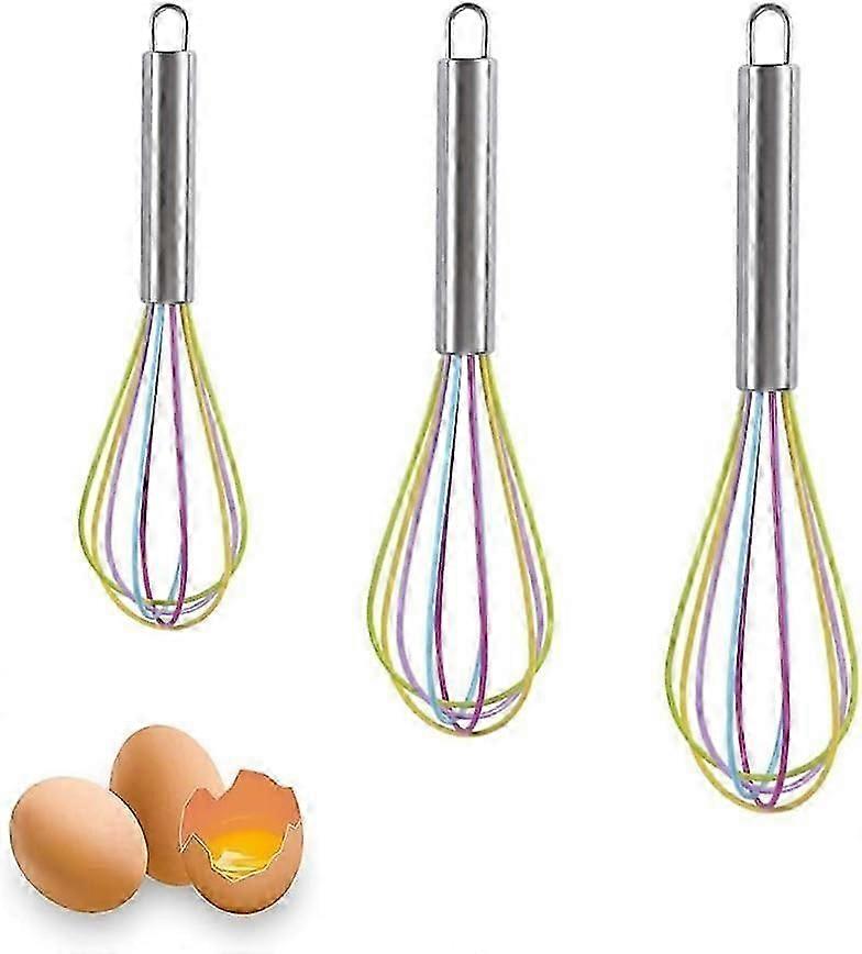 2025 Suitable 3pcs Kitchen Silicone Whisk, Professional Silicone Whisk, Silicone Egg Mixer