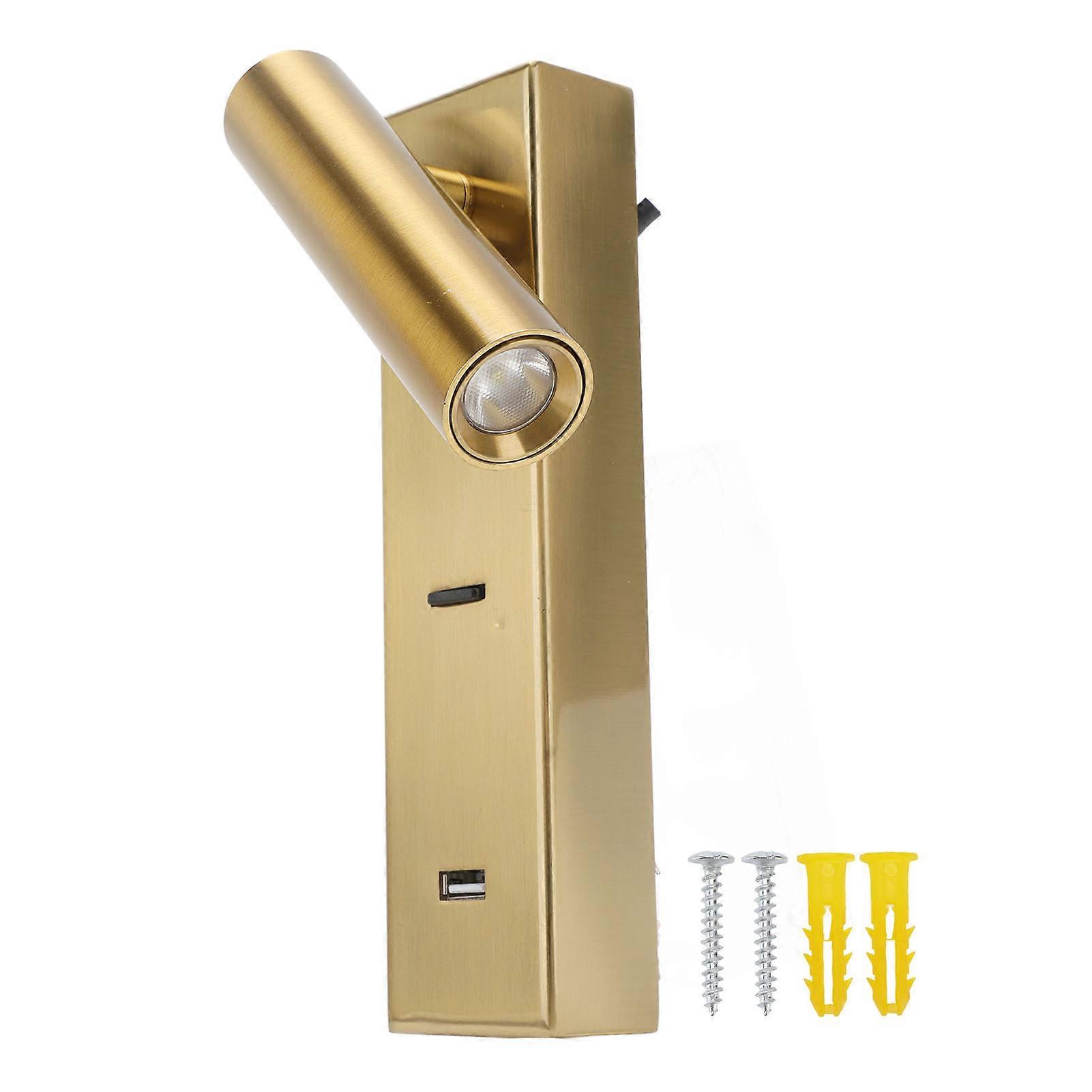 LED Mounted Reading Light Simple Rechargeable Adjustable Angle Wall Lamp for Hotel Bedroom 100V‑240V