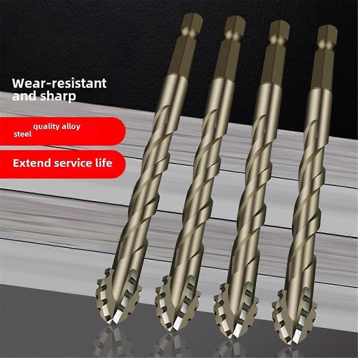 Four-Flute Sawtooth Eccentric Drill Bit, Multifunction Drill Bit Set, High Hardness Skewed Head Ecce