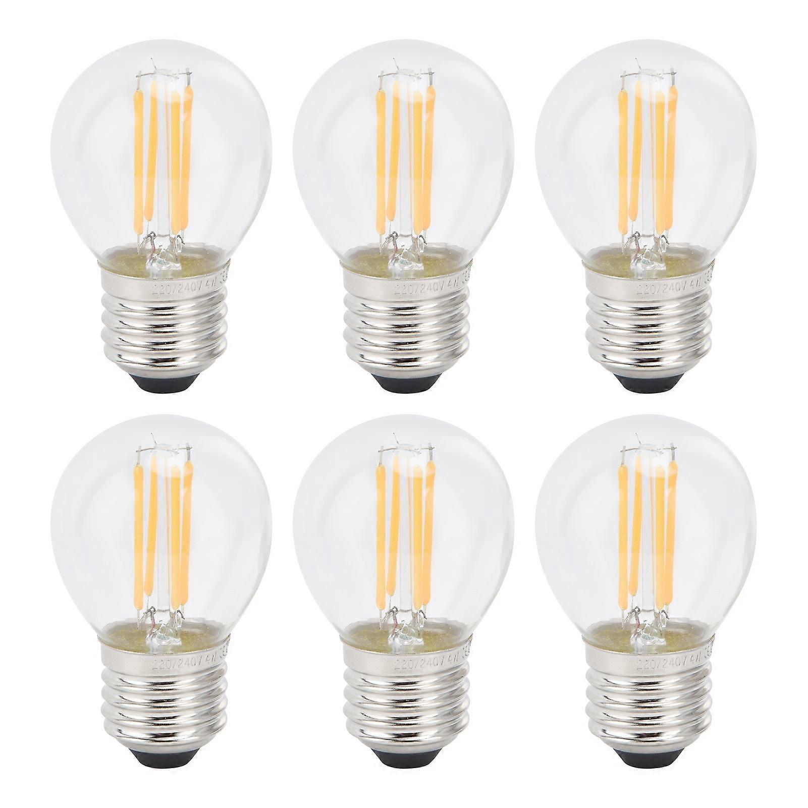 6Pcs G45 E27 LED Bulb Transparent Dimmable Filament Bulbs for Chandelier Table Lamps Warm Light 4W