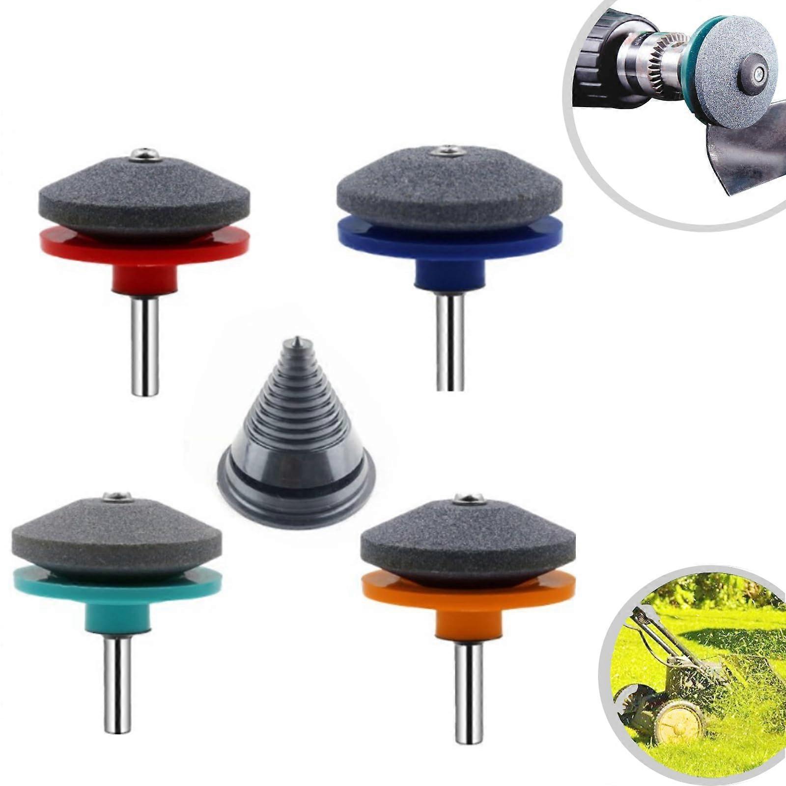 4 Universal Lawn Mower Sharpeners for All Blades, Durable Metal Construction, Easy to Use, Compatible with Various Models