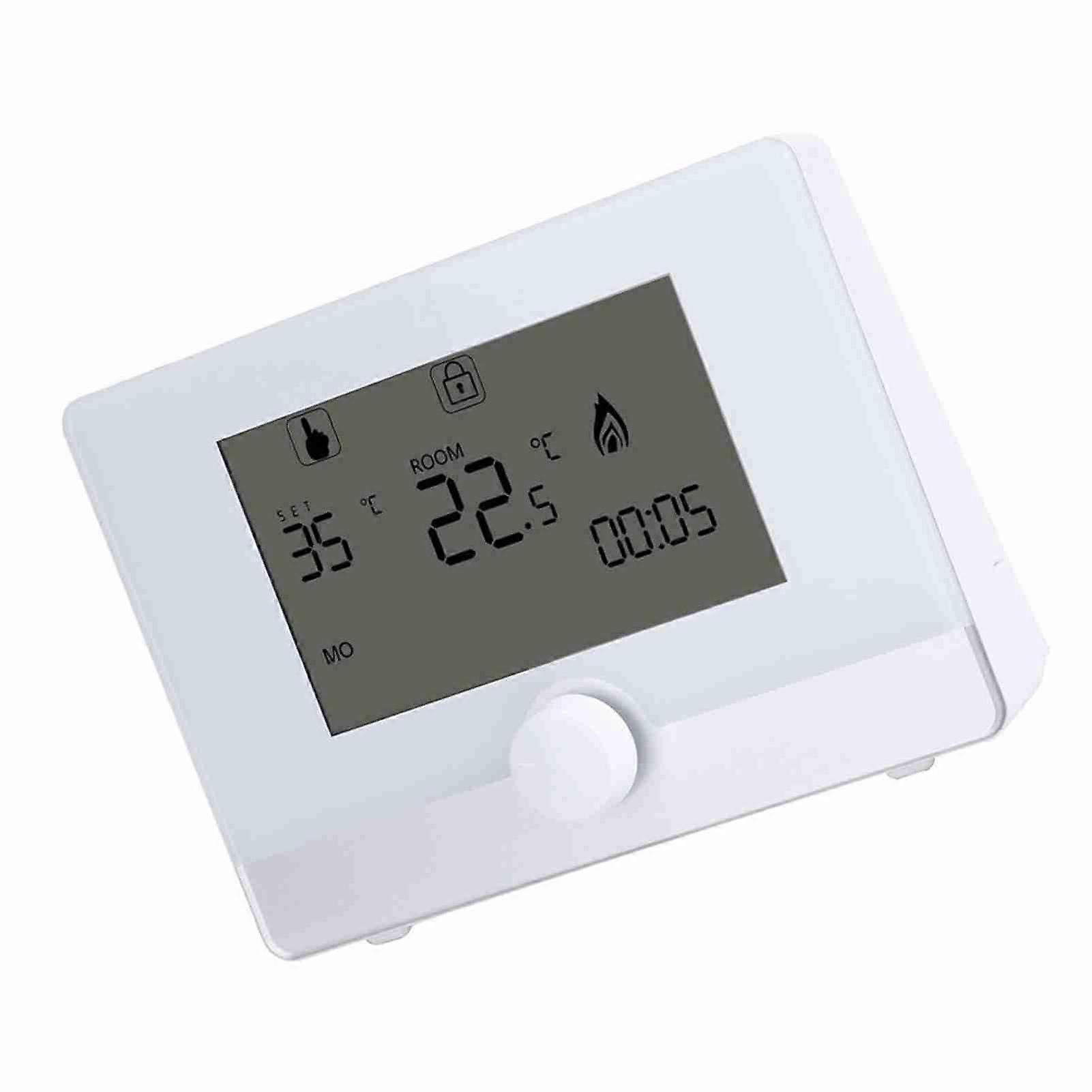 Digital Programmable Thermostat Temperature Controller, Room Temperature Controller for Wall-Hung Boiler Heating System(White)