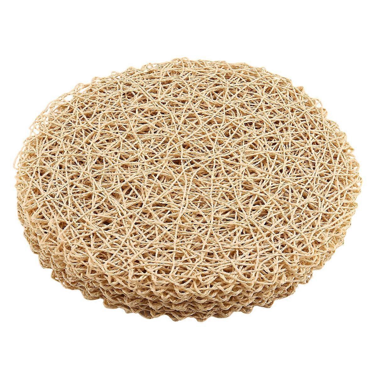 12pcs Paper Braided Round Placemats Non-Slip Heat Table Mats for Dining Tables Indoor & Outdoor Plac