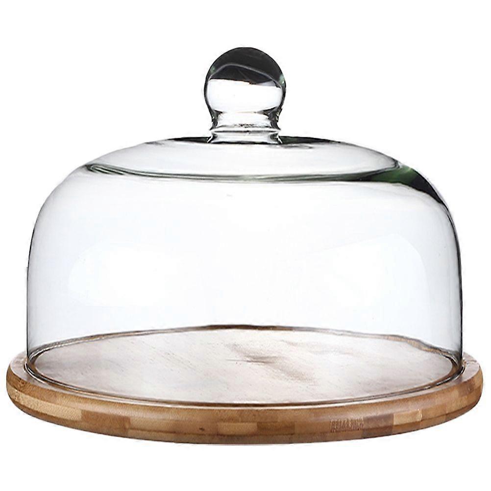 1 Set Lebensmittelschutzglas Lebensmittelabdeckung mit Display-Holztablett-Staubschutzhülle