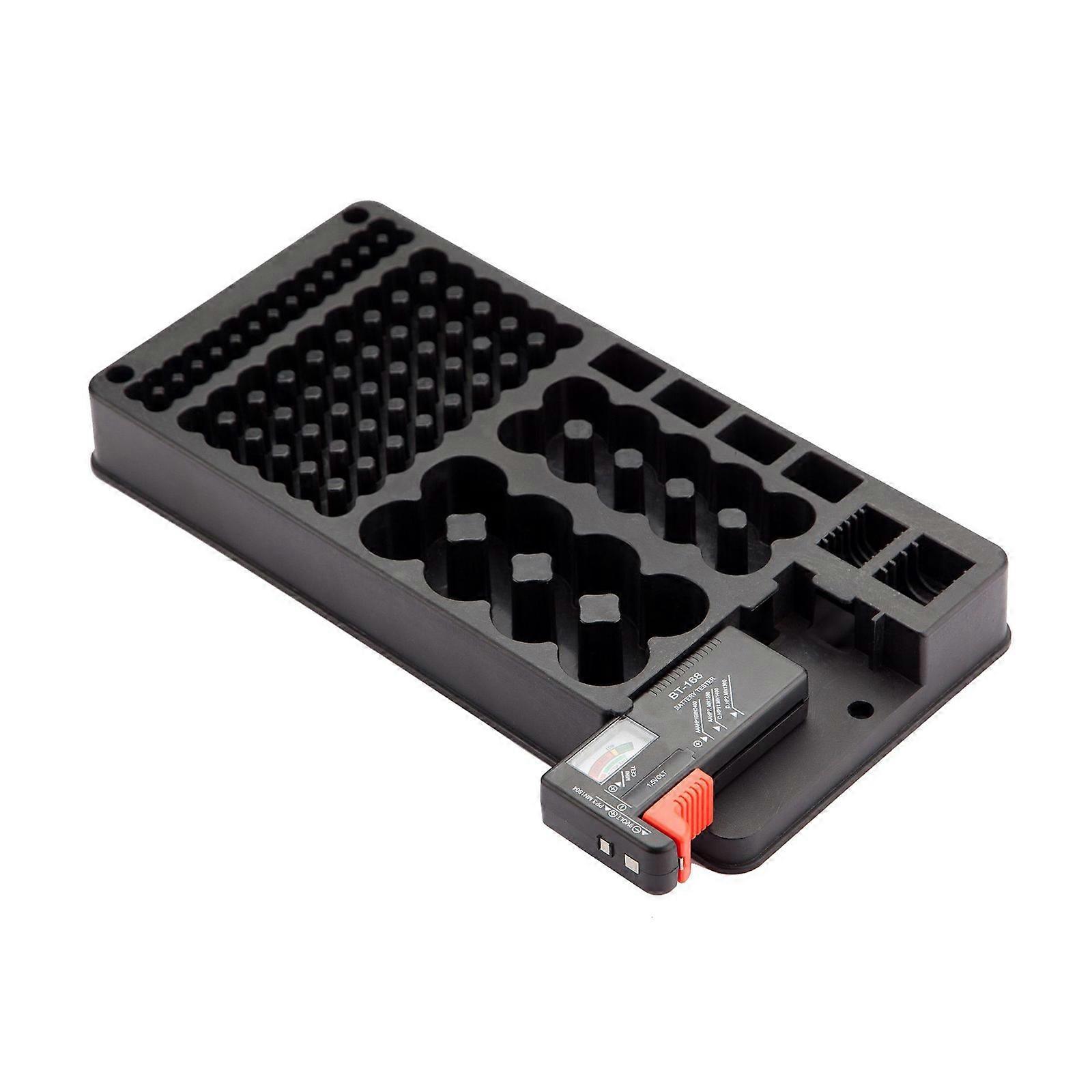 116 Slot Battery Container Storage Case Battery Tester for Various Batteries Types for Photographers Black