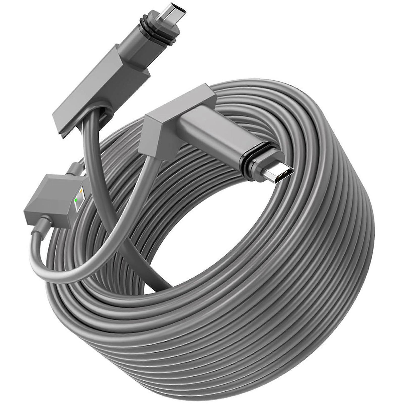 2 in 1 Replacement Cable with Ethernet Adapter Rectangular Satellite Extension Cord for V2 Dish Antenna 50FT+3FT